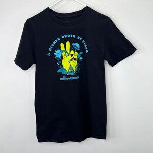 Mellow Mushroom Pizza T Shirt Black S Adult Crewneck Higher Order Peace Sign